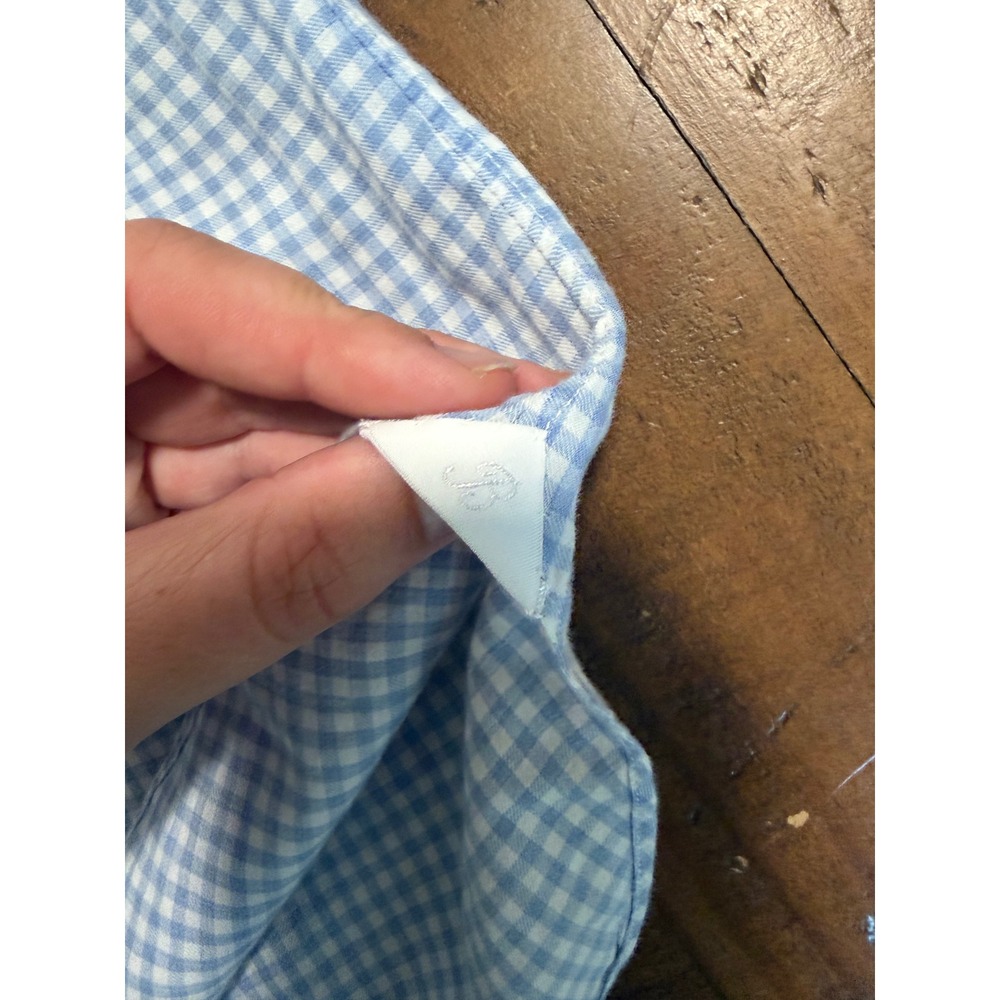 Barba Napoli Mens Gingham Button Down Shirt Blue White Cotton Italy Size L - Picture 4 of 13